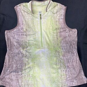 Tail Pink and Yellow Zippered Mandarin Collar Tank Top